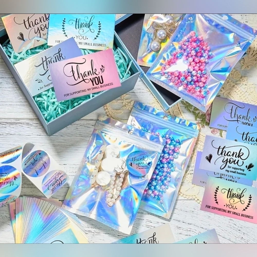 Holographic Pastel 'Thank You' Sticker Pack - Picture 2 of 4